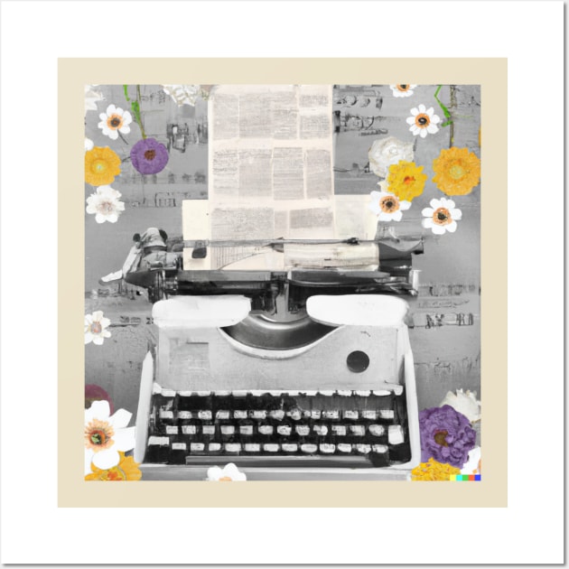 Typewriter Collage Design - Cute Writer Gift Ideas Wall Art by WrittersQuotes